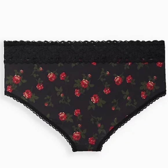 WIDE LACE TRIM CHEEKY PANTY - COTTON ROSE BLACK - Picture 3 of 3